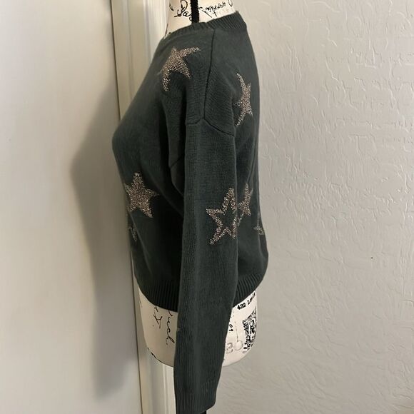Rails Perci Olive Green Gold Stars Design Pullover Sweater Boho Contemporary - Picture 5 of 12